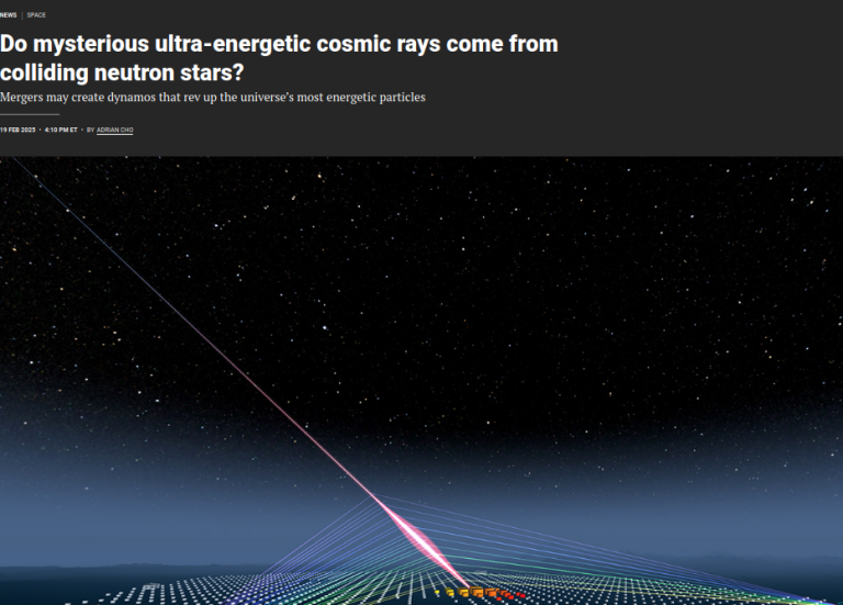 ¿Provienen misteriosos rayos cósmicos ultraenergéticos de la colisión de estrellas de neutrones?
