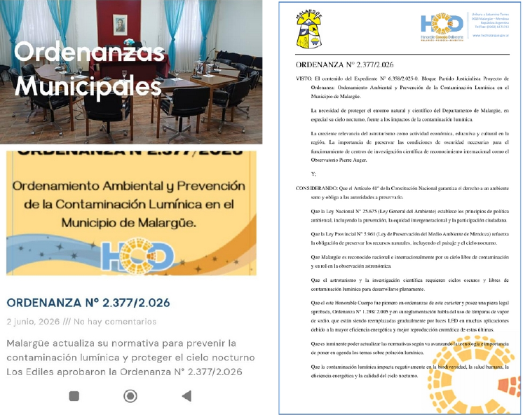 Ordenamiento Ambiental y Prevención de la Contaminación Lumínica en el Municipio de Malargüe